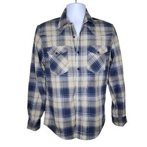Wrangler Long Sleeve Button Up Plaid Country Shirt Mens Size S Blue Western